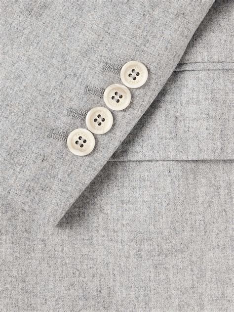 Gray Double Breasted Wool Silk And Cashmere Blend Flannel Blazer