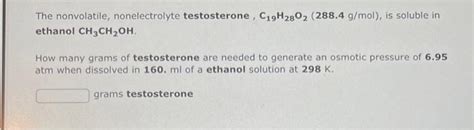 Solved The Nonvolatile Nonelectrolyte Cholesterol Chegg