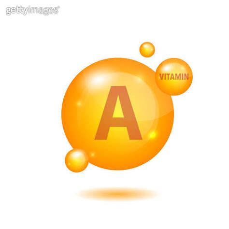 Vitamin A Gold Shining Icon Ascorbic Acid Shining Golden Substance