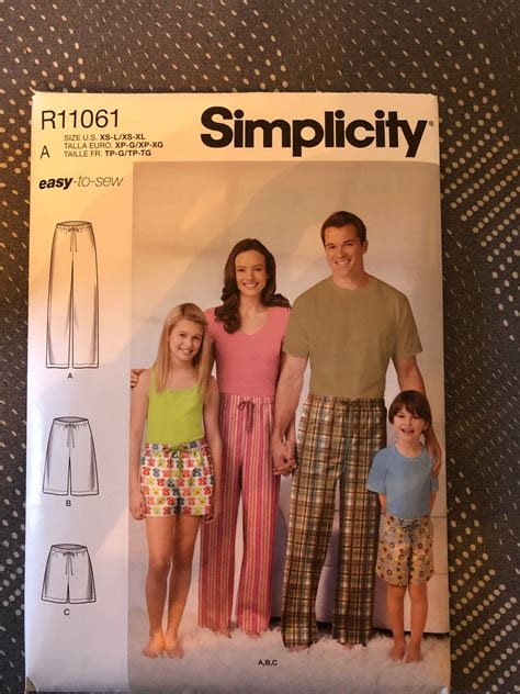 Simplicity Pajama Pants Sewing Pattern R11061 Etsy