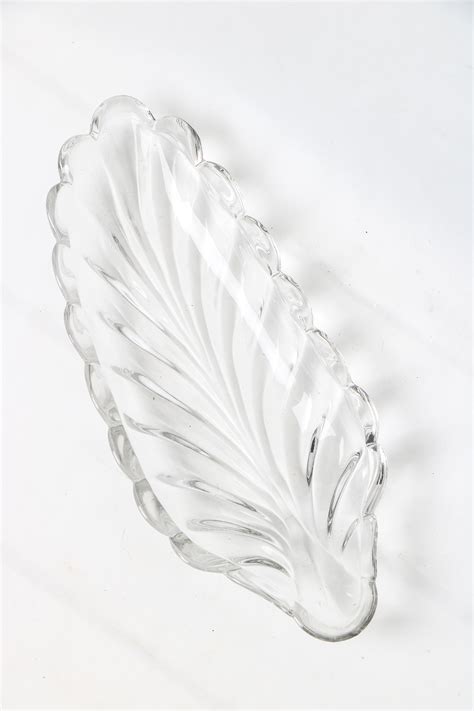 Vintage Clear Glass Moulded Leaf Dish Lambandnewt