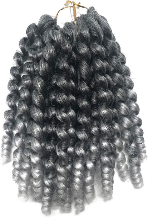 Coolbers 8 Inch Silver Grey Crochet Braids Hair Extensions Ombre Jumpy