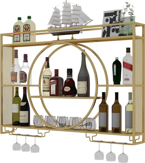 FPIGSHS Wine Rack Wall Mounted Metal Round Wine Rack Hanging Rack