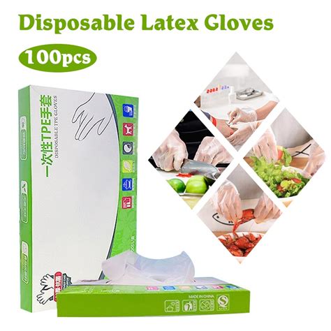 100pcs TPE Food Grade Gloves Disposable Clear Vinyl Gloves Latex Free