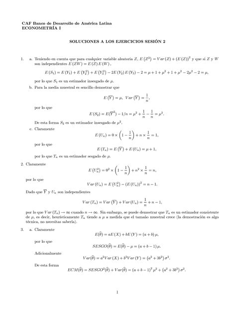 Solucionario Ejercicios Sesion 2 CAF 2021 CAF Banco De Desarrollo De