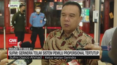 Sufmi Gerindra Tolak Sistem Pemilu Proporsional Tertutup Youtube