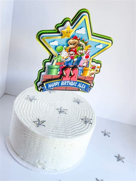 Super Mario Inspired Cake Topper Personalized Topper Mario Birthday