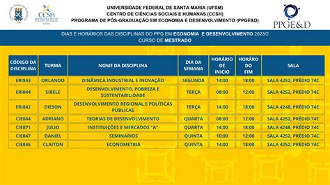 Oferta De Disciplinas Com Horário E Sala Do Ppgeandd 2º Semestre De 2023 Ppgeandd