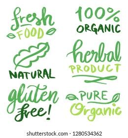 Set Green Labels Badges Leaves Vegan Stock Vector Royalty Free