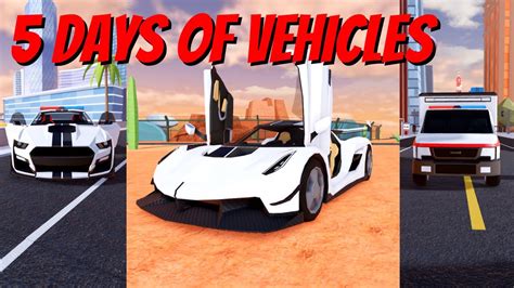 Days Of Vehicles Full Overview Roblox Jailbreak Youtube