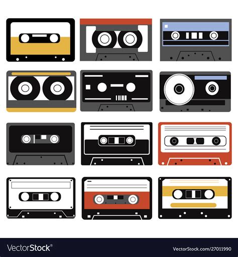 Set Audio Cassettes Collection Compact Royalty Free Vector