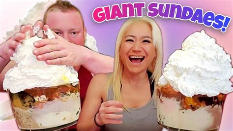 So Satisfying Giant Ice Cream Sundae Eating Challenge W A Whole Can