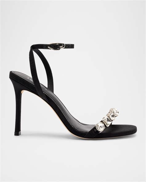 Larroude Calypso Crystal Fabric Ankle Strap Sandals Neiman Marcus