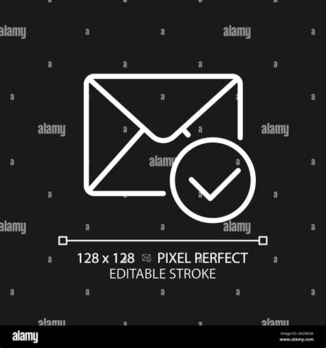 Envelope With Checkmark Pixel Perfect White Linear Icon For Dark Theme Stock Vector Image And Art