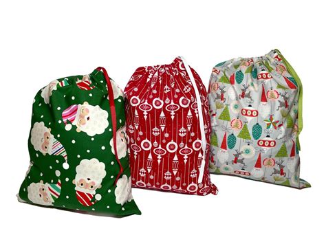 Large Drawstring Christmas Fabric Gift Bag Reusable Cloth Gift Bag