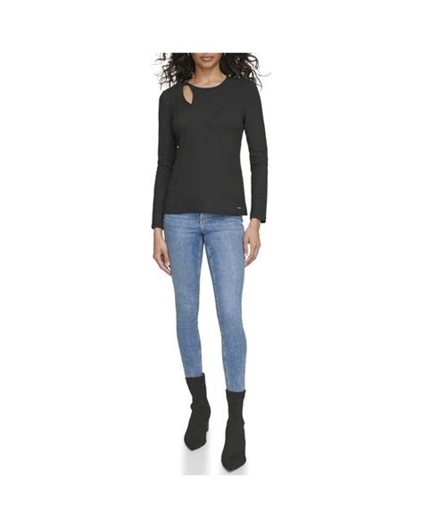 Calvin Klein Long Sleeve Wrap Knit In Black Lyst