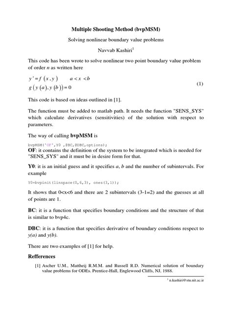 Multiple Shooting Method Pdf