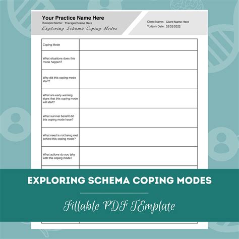 Exploring Schema Coping Modes Worksheet Editable Fillable PDF