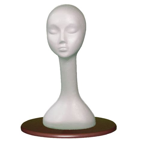 Long Neck Female Head White Styrofoam And Tabletop Center Support Mannequin Stand