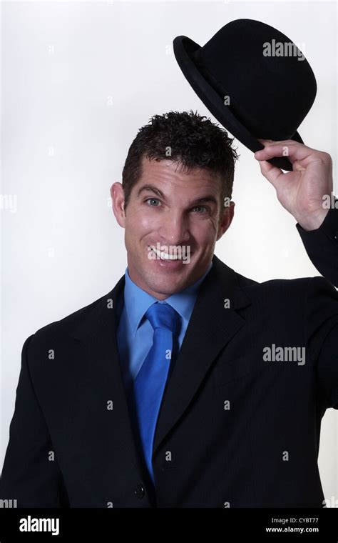 Business Man Tipping His Hat As A Sign Stock Photo Alamy