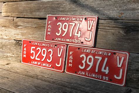 Red License Plates Illinois License Plates The Land Of Etsy