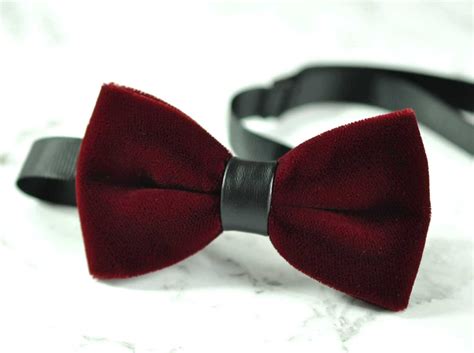 Burgundy Dark Red Velvet Bow Tie Bowtie Match Elastic Etsy