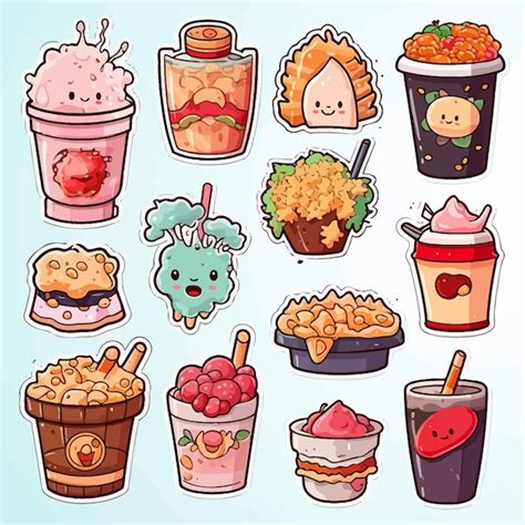 Premium Vector Food Sticker Set Vector