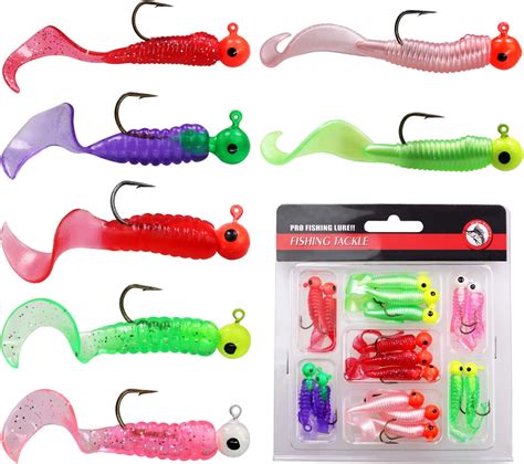 Round Jig Head Oz Oz Fishing Jigs With Curved Tail Grubs Worms