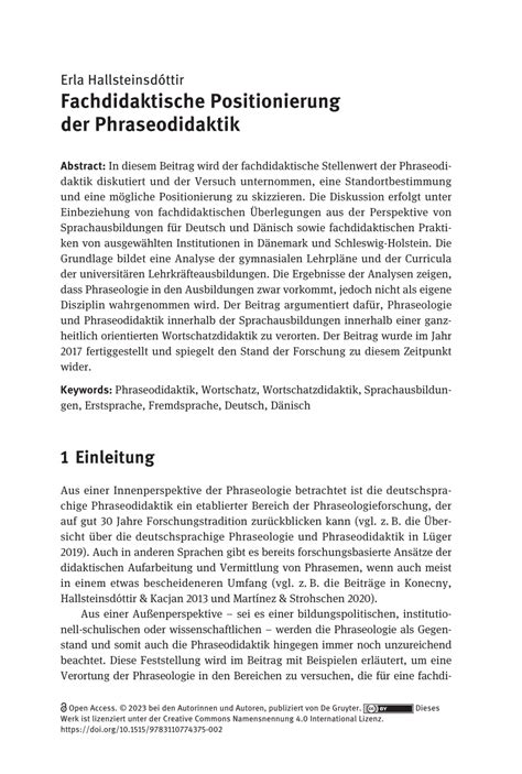 Pdf Fachdidaktische Positionierung Der Phraseodidaktik