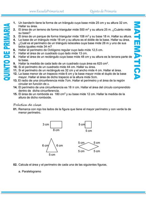 Per Metros Y Reas Para Quinto De Primaria Doc