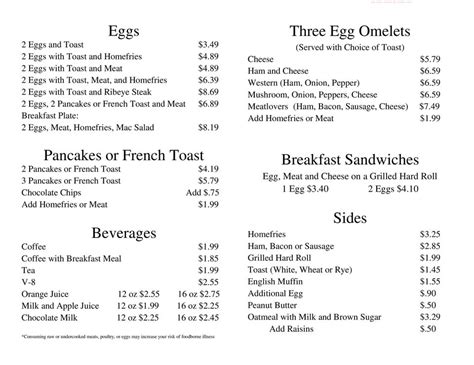 Menu at Abe's Restaurant, Spencerport