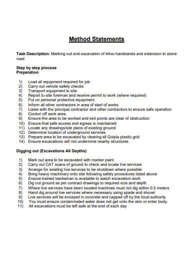 Simple Method Statement Templates Pdf Doc Off