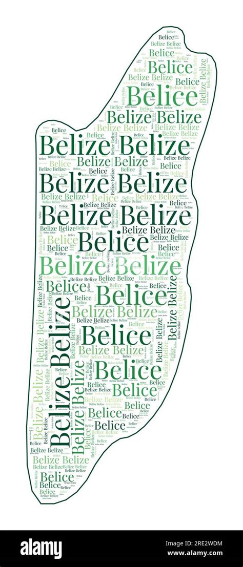 Belize Shape Filled With Country Name In Many Languages Belize Map In