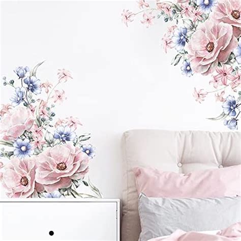 Peony Flowers Wall Stickers Beautiful Roses Floral Wall Decals