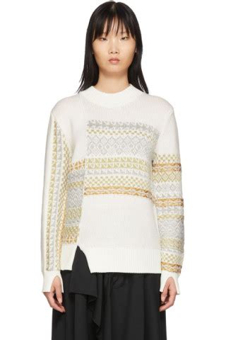 Phillip Lim White Merino Series Patchwork Holiday Sweater Ssense