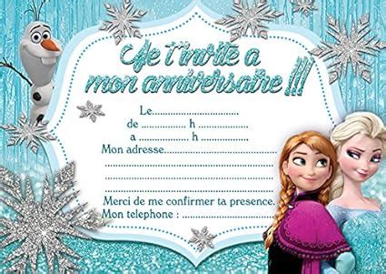 10 CARTES INVITATION ANNIVERSAIRE LA REINE DES NEIGES FROZEN In French