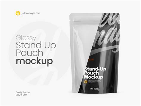 Glossy Stand Up Pouch With Zipper Mockup Front View By Dmytro