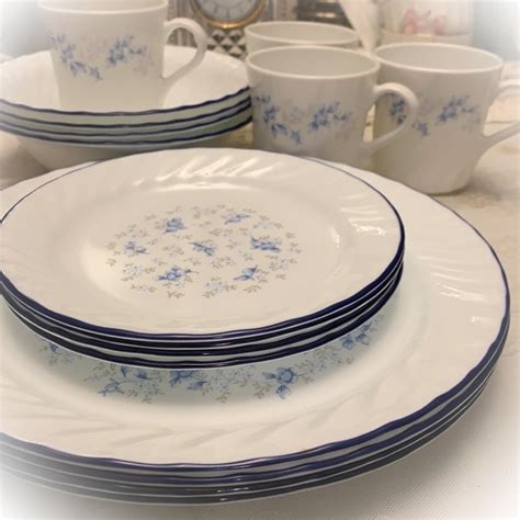 Corelle Dining Corelle Blue Fleur Dinner Service For Pc Set