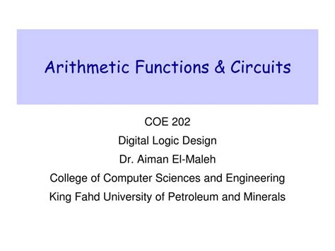 Ppt Arithmetic Functions And Circuits Powerpoint Presentation Free