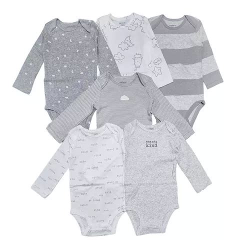 Kit Body Carters Manga Longa Azul Bebe Menino Parcelamento Sem Juros