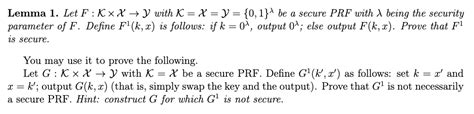 Lemma 1 Let F Xxx → Y With K X Y {0 1} Be A