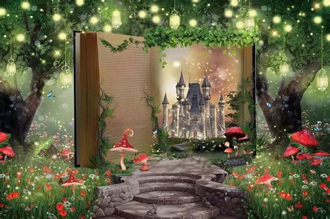 Laeacco Fairy Tale Book Backdrop Ancient Castle Princess Romantic Story