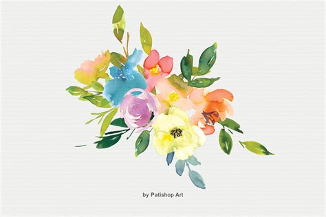 Colorful Watercolor Spring Floral Clip Art Collection By Patishop Art