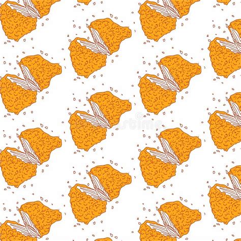 Chicken Fried Crispy Seamless Pattern Stock Vector Illustration Of