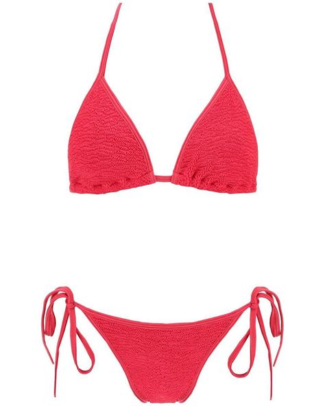 Hunza G Gina Metallic Bikini Set In Red Lyst