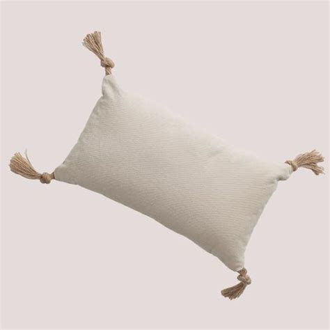 Sklum Coussin Rectangulaire En Coton X Cm Almiz Beige Cr Me