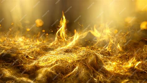 Premium Photo 3d Render Golden Flame Of Fire Abstract On Black Background