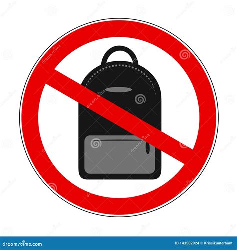 Backpack Prohibition Icon Sign On White Background Stock Vector