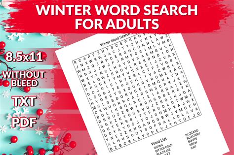 Winter Word Search Puzzles For Adults Gráfico Por Printile Press House · Creative Fabrica