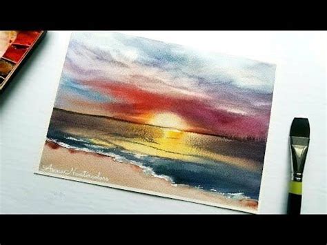 Watercolor Sunset By The Beach Painting Demonstration Youtube